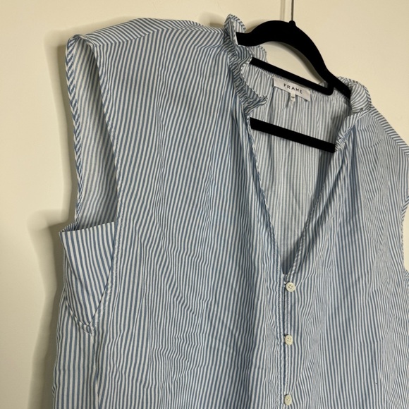 Frame Striped Button-Up Blouse S Small - Picture 4 of 8